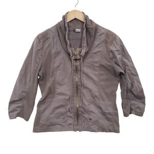 XCVI Mauve Taupe Mesh Trim‎ Zip Up Jacket Medium 3/4 Sleeve Utility Gorpcore
